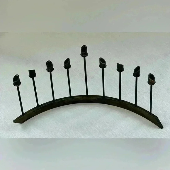 Bruce R McDonald brass Hanukkah Madora handed stamped on bottom BRM unique - Picture 3 of 4